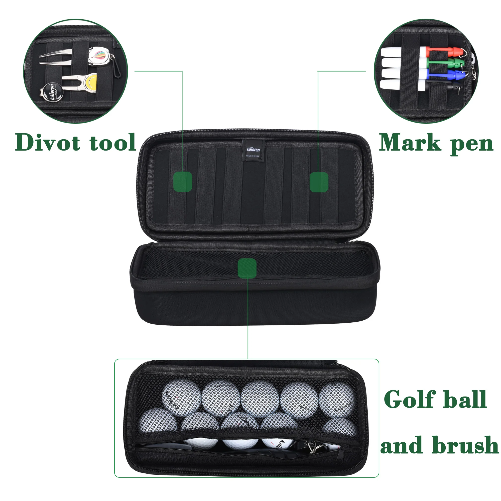 Golf Bag Organizer Water-Resistant Protective Hard Case for Balls Tees Ball Markers Repair Tools And Golf Essentials Removable G