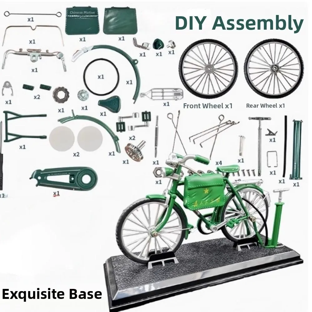 1:10 échelle assemblage modèle de vélo jouets rétro alliage Simulation vélo modèle Kit ornement auto-assemblé Mini 28 grande barre vélo