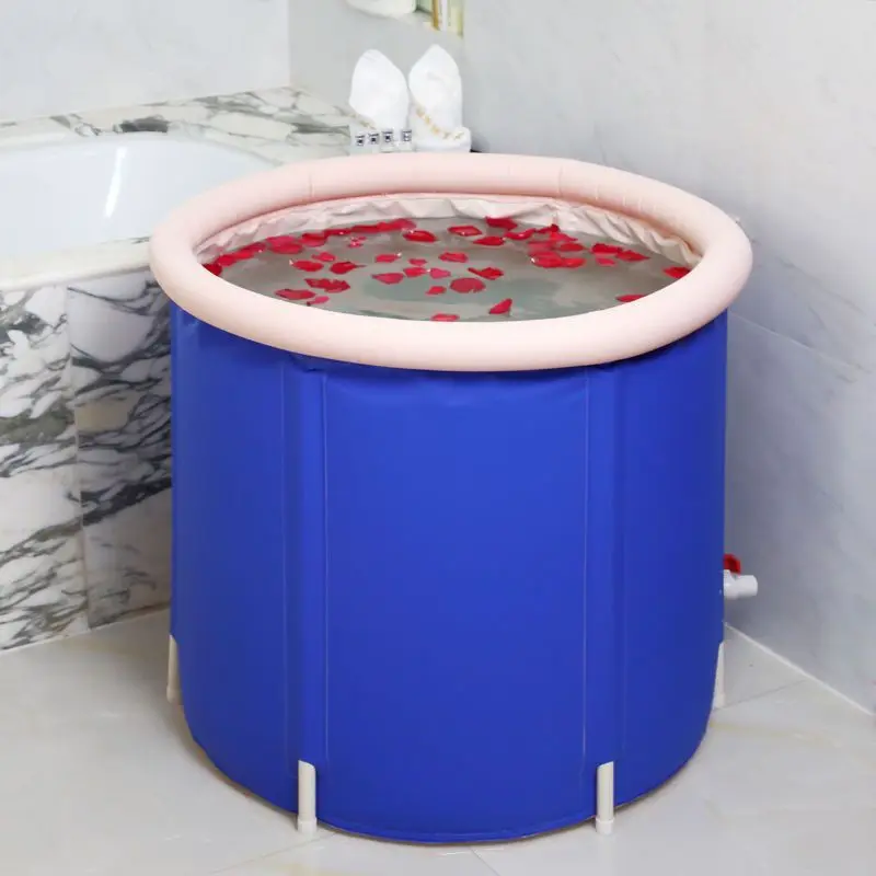 

Blue Household Thermal Insulation Bath Barrel Double-layer Thickened Inflatable Folding Bubble Bath Sitting Adult Bath Barrel