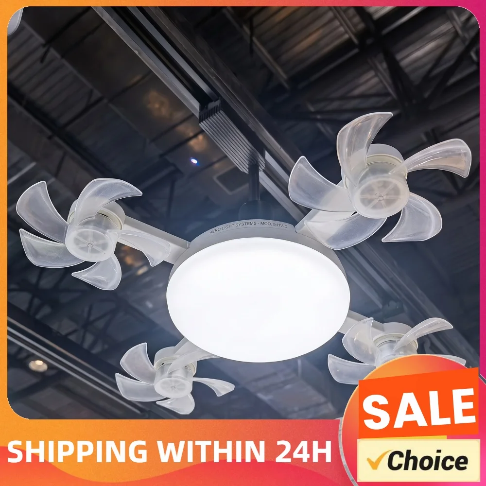 Modern Ceiling Fan Light with Remote Control Screw Socket Fan Light Bulb Drone Design Ceiling Fanlight Quiet Cooling Fan Lamp