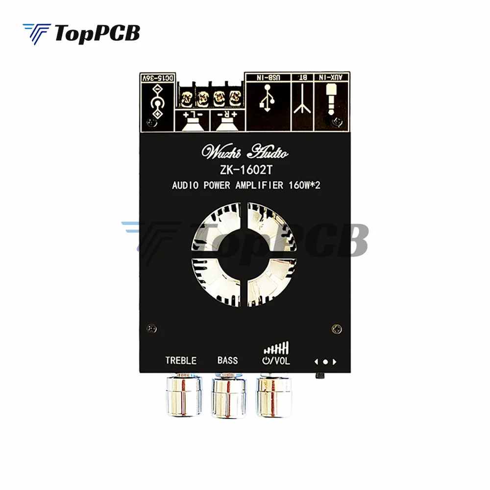 TDA7498E 160W*2 Bluetooth Audio Power Amplifier Board DC 15-36V Adjustable Treble Bass AUX USB Amp for Home Speaker Subwoofer