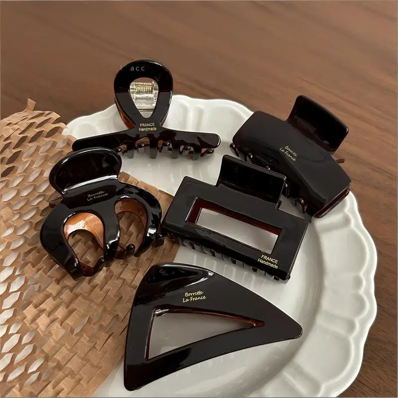 NEW Korean Women Large Chocolate Color Acetate Hair Claw Senior Barrettes Girl Fashion Hair Clip Sweet Hair Accessories Headwear