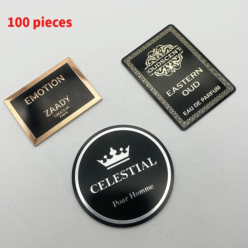 

10 0.Zhang.Custom.Custom new design cosmetics fragrance skin care private label embossed 3d logo perfume debossed metal labels