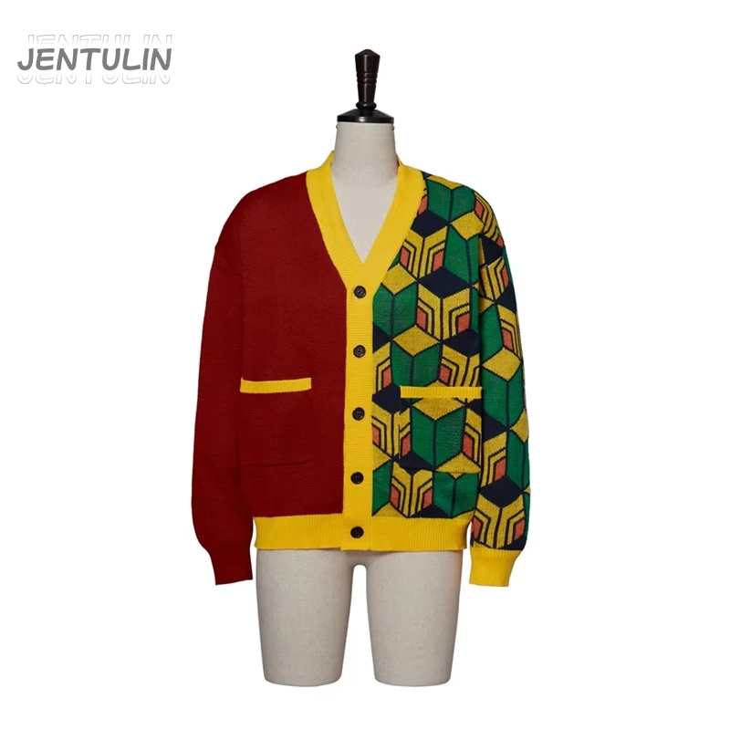 Korean Harajuku Halloween Cosplay Costume Women Knitted Cardigan Men Women Sweater V Neck Warm Comfort Sweater New Year Unisex
