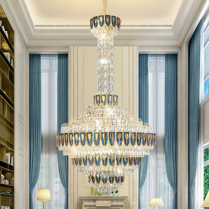 Postmodern Empty Living Room Chandelier 2022 Designer Duplex Building Light Luxury K9 Crystal Lamp Hotel Home Decoration