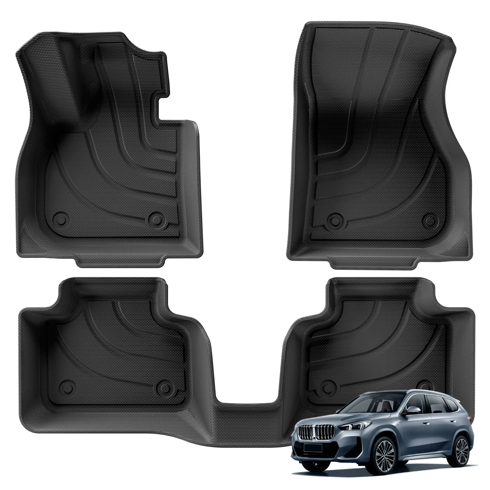 for BMW X1 2023 2024 TPE 3D Car Floor Mats Trunk/Backrest Pad Odorless Accessories Only Fit Left Hand Driver