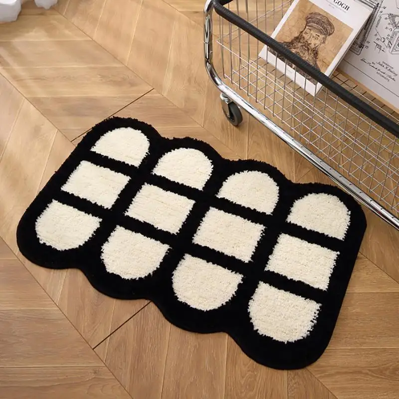 Modern Rugs For Bedroom Decoration Maison Strip Bedroom Bedside Foot Mat Fluffy Living Room Carpet Dense Tapete Korean Style Ru