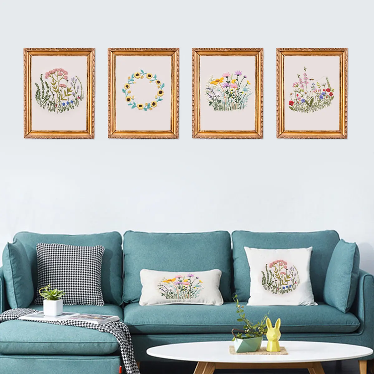 Flower Embroidery Starter Kit With European Pattern and Instructions Cross Stitch Set Flowers Plant Stamped Embroidery With Hoop