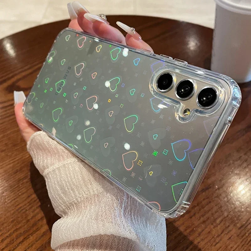 Glitter Love Heart Case For Samsung Galaxy A55 A15 A35 A54 A53 A52 A34 A24 A14 A16 A06 S25 S24 S23 FE S22 Plus Ultra Cover