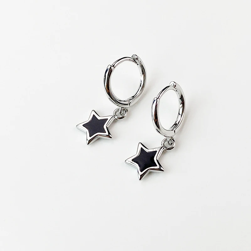 Cute Lovely Small Hoop Earrings For Women Tiny Huggie Mini Round Circle With Pentagram Star Pendant Female Dangle Ear Accessory