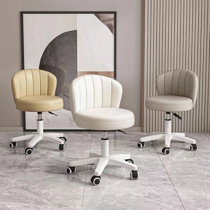 Round Swivel Stool with Backrest - 136.08 KG Weight Capacity, 360° Rotating, Adjustable Height, Ideal for Beauty Makeup