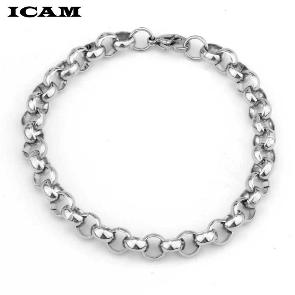 ICAM Men\'s Women\'s Black Stainless Steel Bracelet Round Box Chain Bracelets 2018 Dropshipping Wholesale Jewelry Hip Hop