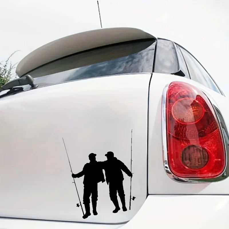 

1pc Hot ood Friends Go Fishing Car Stickers For Rear Window Decor Vinyl Decal Sticker For Cars Acessories Decoration