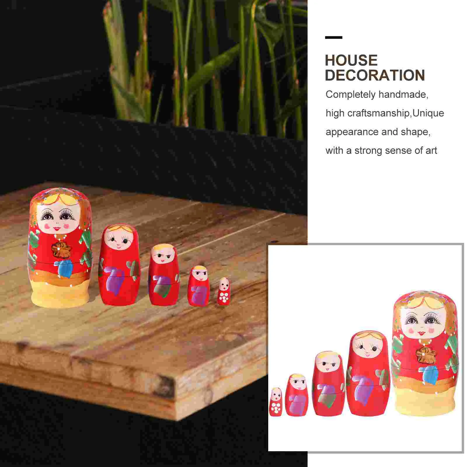 5 Pcs Matryoshka Traditional Russian Toy Santa Nesting Christmas Babushka Dolls Animals Stacking Festival Gift Scarf Child