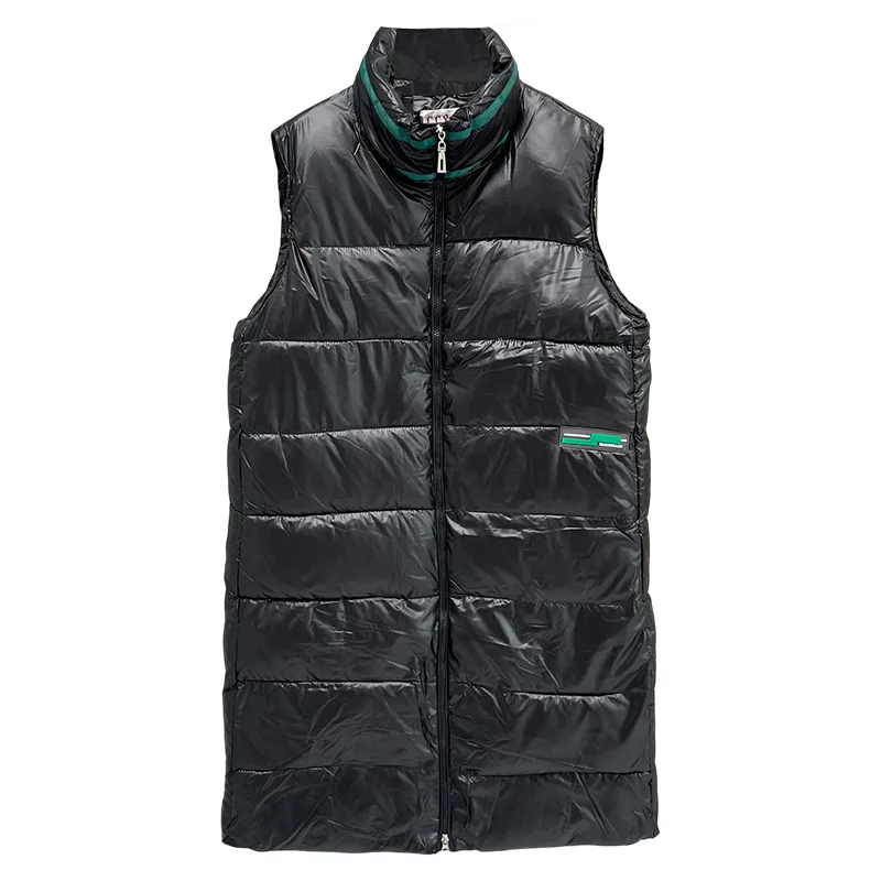 

XXXXXL модные женские парки больших размеров, новый зимний простой жилет без рукавов с воротником-стойкой, длинный теплый стеганый жилет 6850