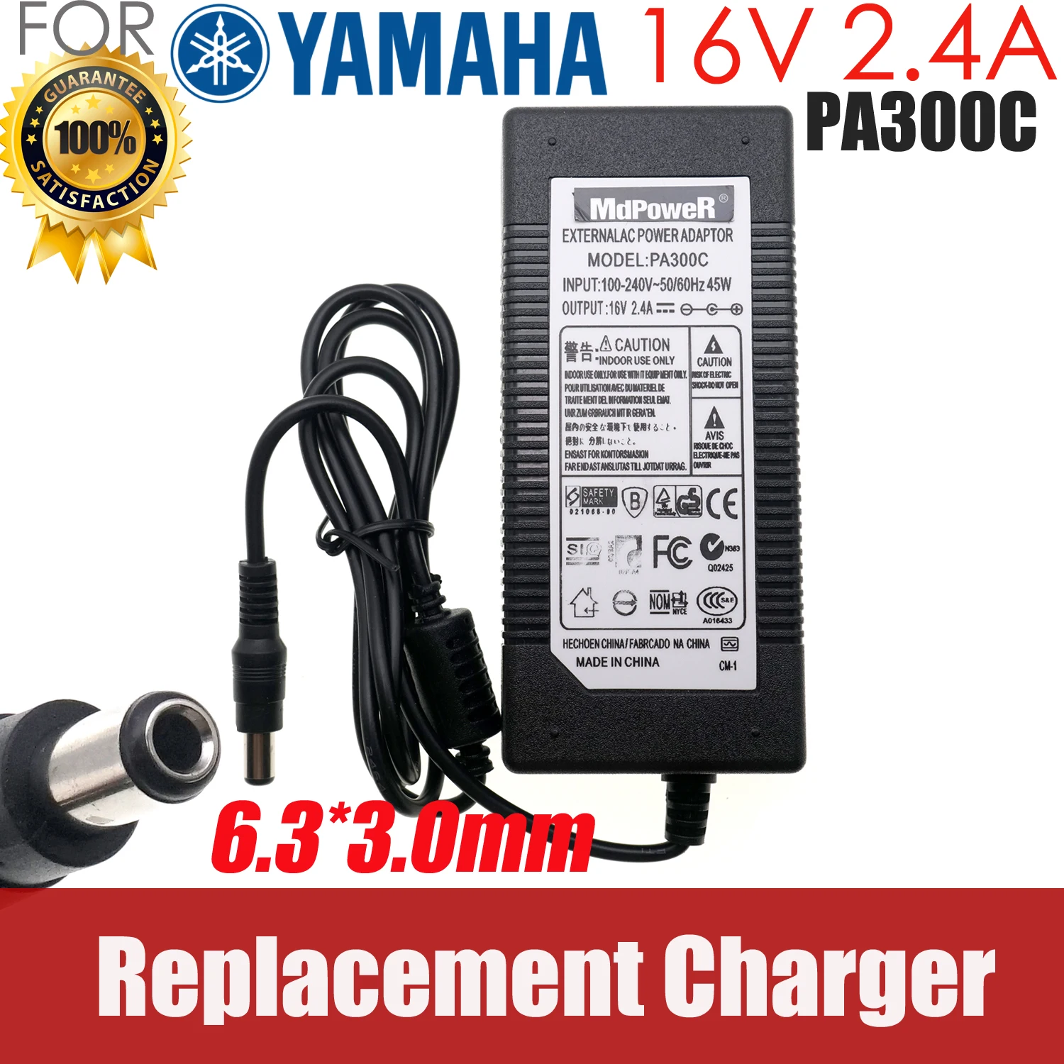 Adaptador de corriente CA PA-300C 16V 2.4A para YAMAHA PSR-S550 PSR-S650 PSR-S670 PSR-S770 PSR-S970 PSR-S775, fuente de alimentación para piano