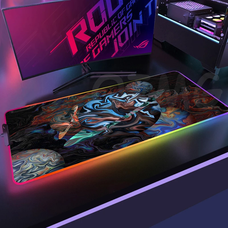 Strata Liquid Large RGB Mouse Pad XXL Gaming Mousepad LED Mouse Mat Gamer Mousepads Luminous Table Mats Desk Pads With Backlit
