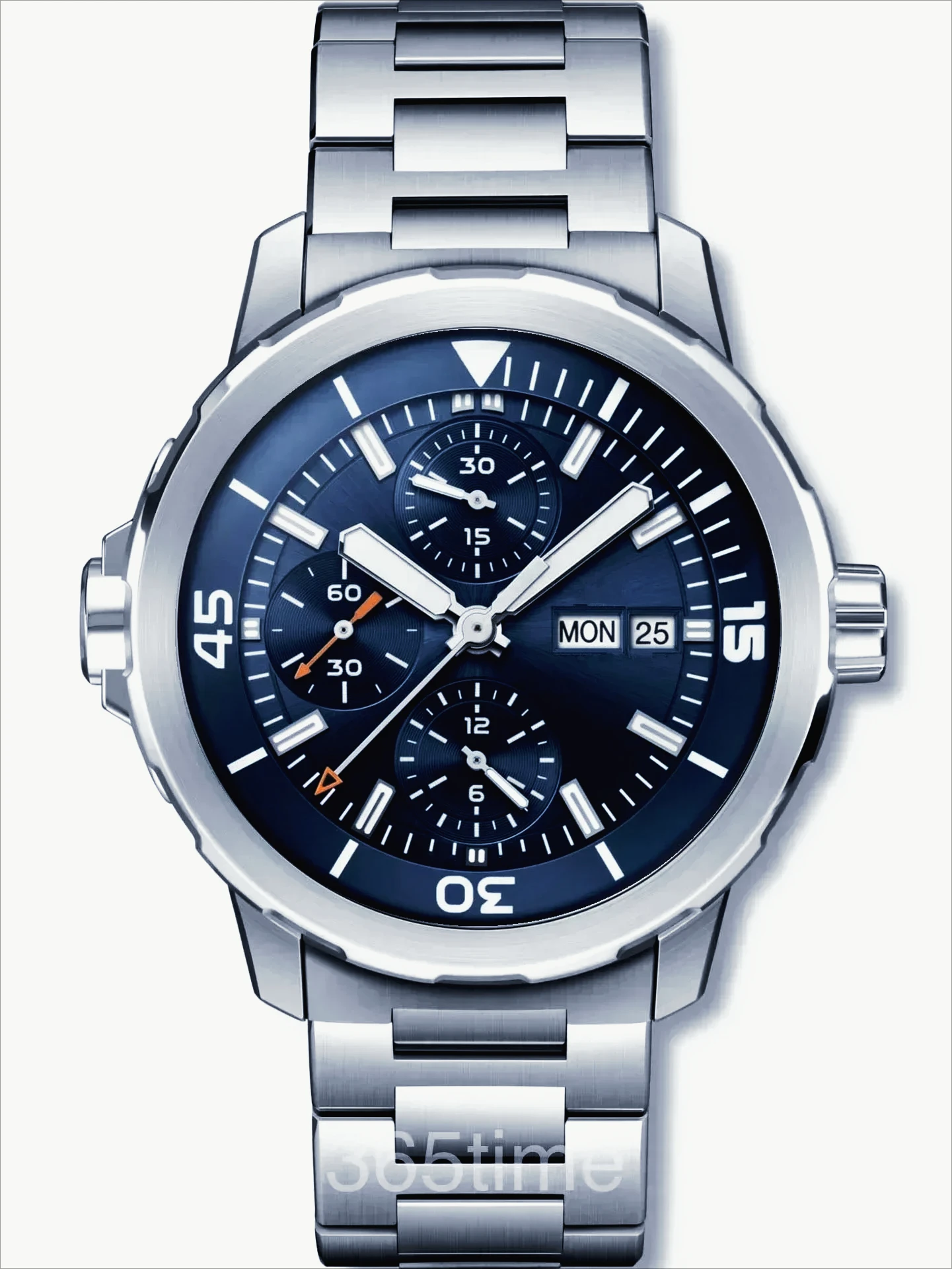904L Stainless Steel case, for Mens Quartz Chronograph Watch, in Aquatimer Special External Rotating Bezel Black Rubber 44mm