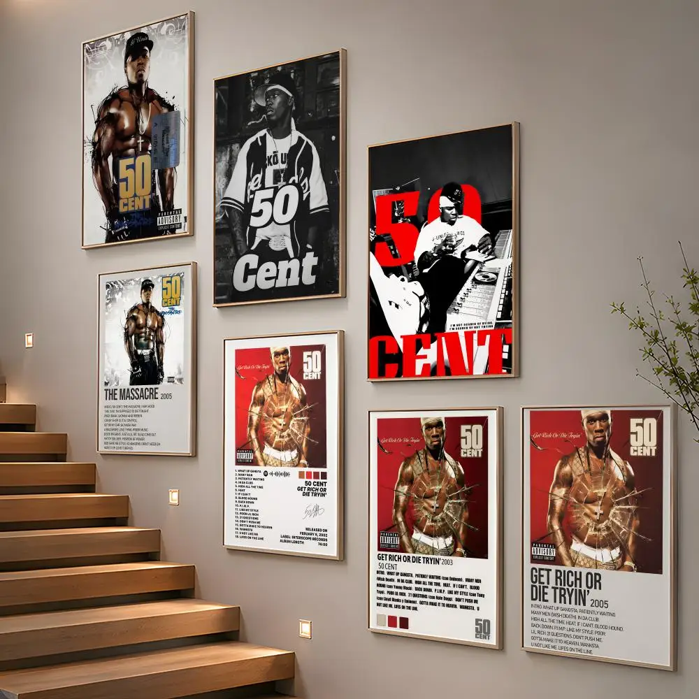 50 Cent Poster HD Modern Peel and Stick Wall Decor for Bedroom Living Room Dorm Office Kitchen Bathroom