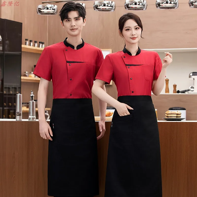 Catering Hotel Ristorante Cucina Uniforme da lavoro Giacca da cuoco Steakhouse BBQ Shop Panetteria Baker Cappotto da cuoco sottile
