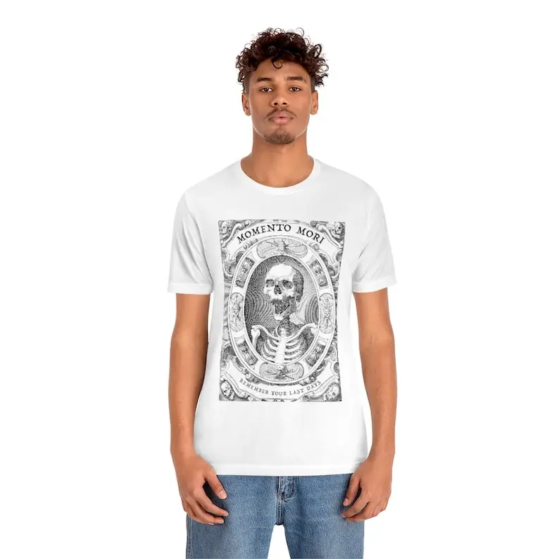 Momento Mori, Remember Your Last Days, Goth, Medieval Wood Cut T Shirt