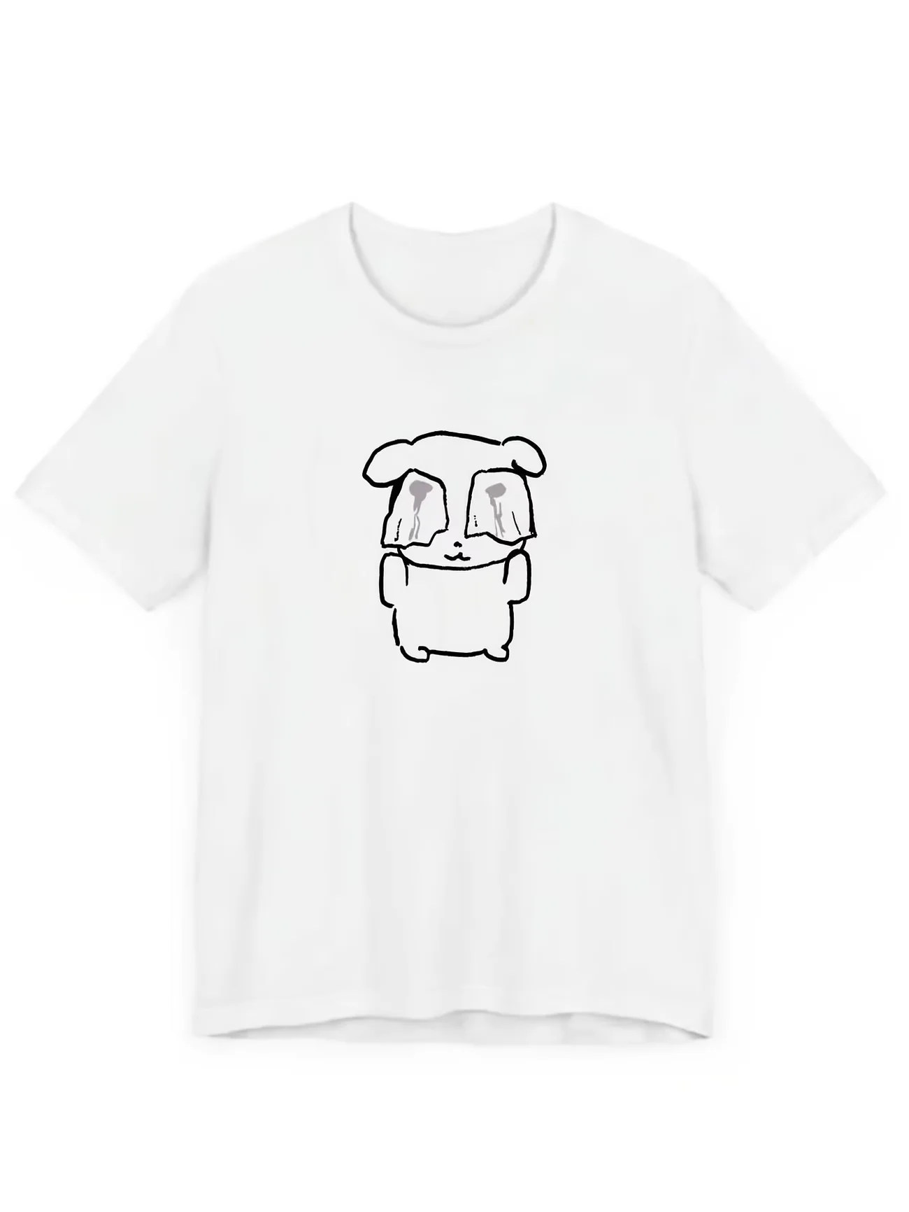 Funny Korean Hug T-Shirt Women Sad Bunny Rabbit Graphic Harajuku Sleeve Aesthetic Streetwear Mood Top Aesthetic Clothes