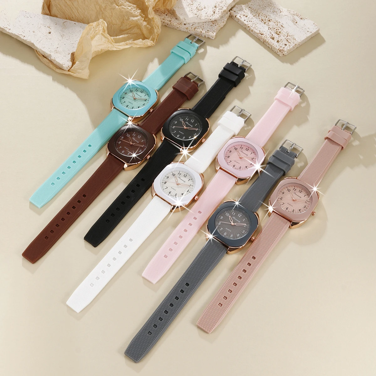 New college style unisex versatile macaron color fresh silicone student watch quartz watch