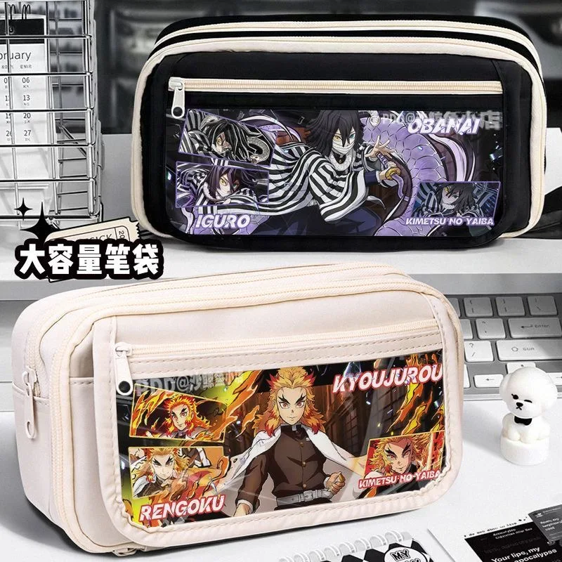Demon Slayer Anime Cartoon Bag Pencil Case Large Capacity Tanjiro Nezuko Inosuke Kochou Shinobu Rengoku Kyoujurou Student Gift view 5
