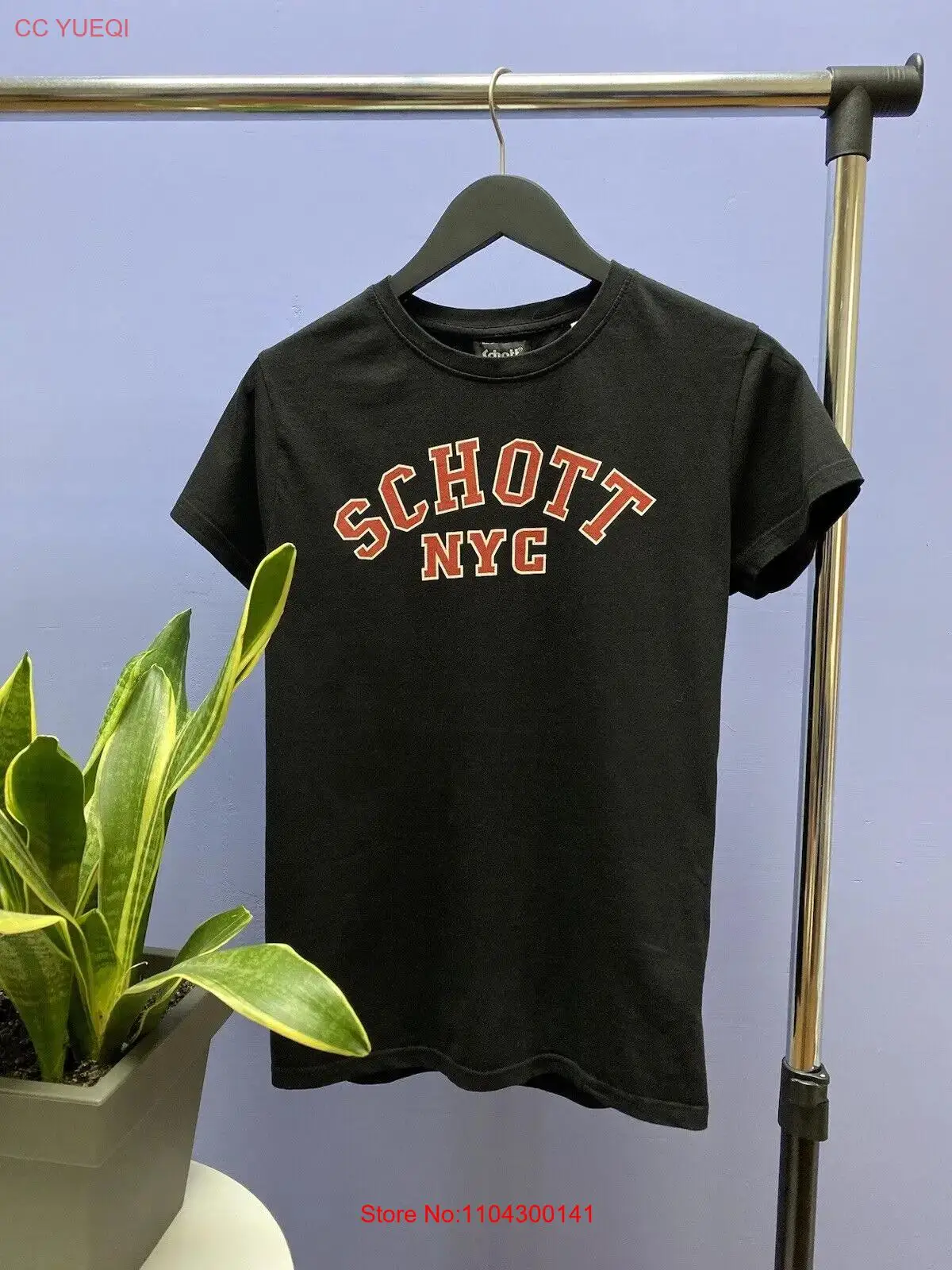 Schott NYC Big Logo T-Shirt Größe S Herren Schwarz Kleiner Rundhalsausschnitt