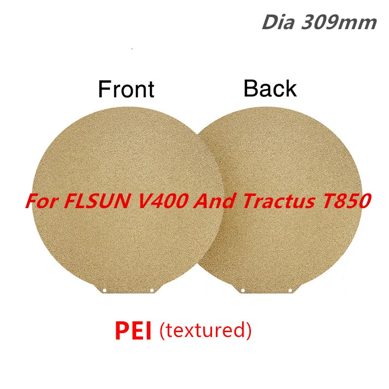 ENERGETIC Round PEI Plate for Flsun V400 Double Sided Textured PEI Magnetic Steel Sheet Dia 309mm for Tractus T850 3D Printer