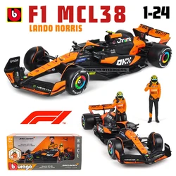 Bburago 1:24 2024 McLaren F1 Team+Winning Doll 4 # Lando Norris 81 # Oscar Piastri Paint Formula One Alloy Super Toy Car Model