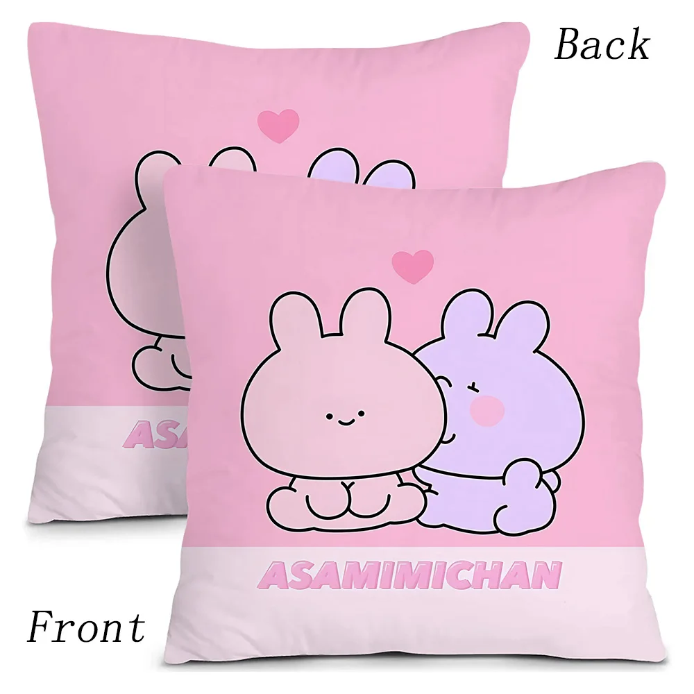 Pillow Covers Cartoon Asamimichaan Asleep Cute Asamimi Sofa Decorative Home Double-sided Printing Short Plush Cute Cushion Cover