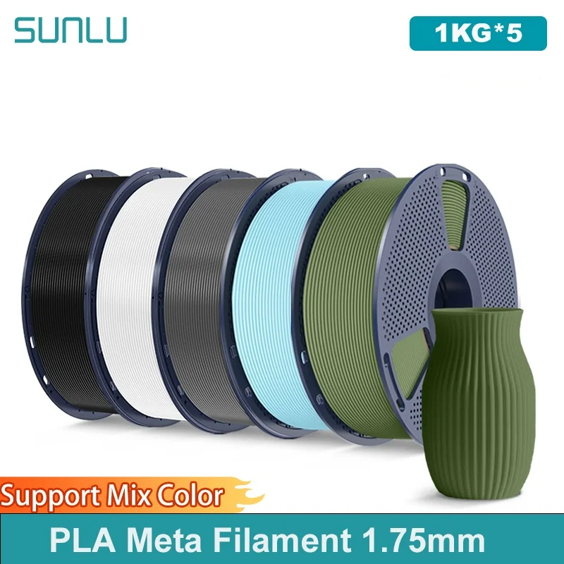 SUNLU 5 كجم PLA خيوط ميتا 1.75 مم 1000 جرام طابعة ثلاثية الأبعاد خيوط ثلاثية الأبعاد لطابعة ثلاثية الأبعاد وقلم ثلاثي الأبعاد