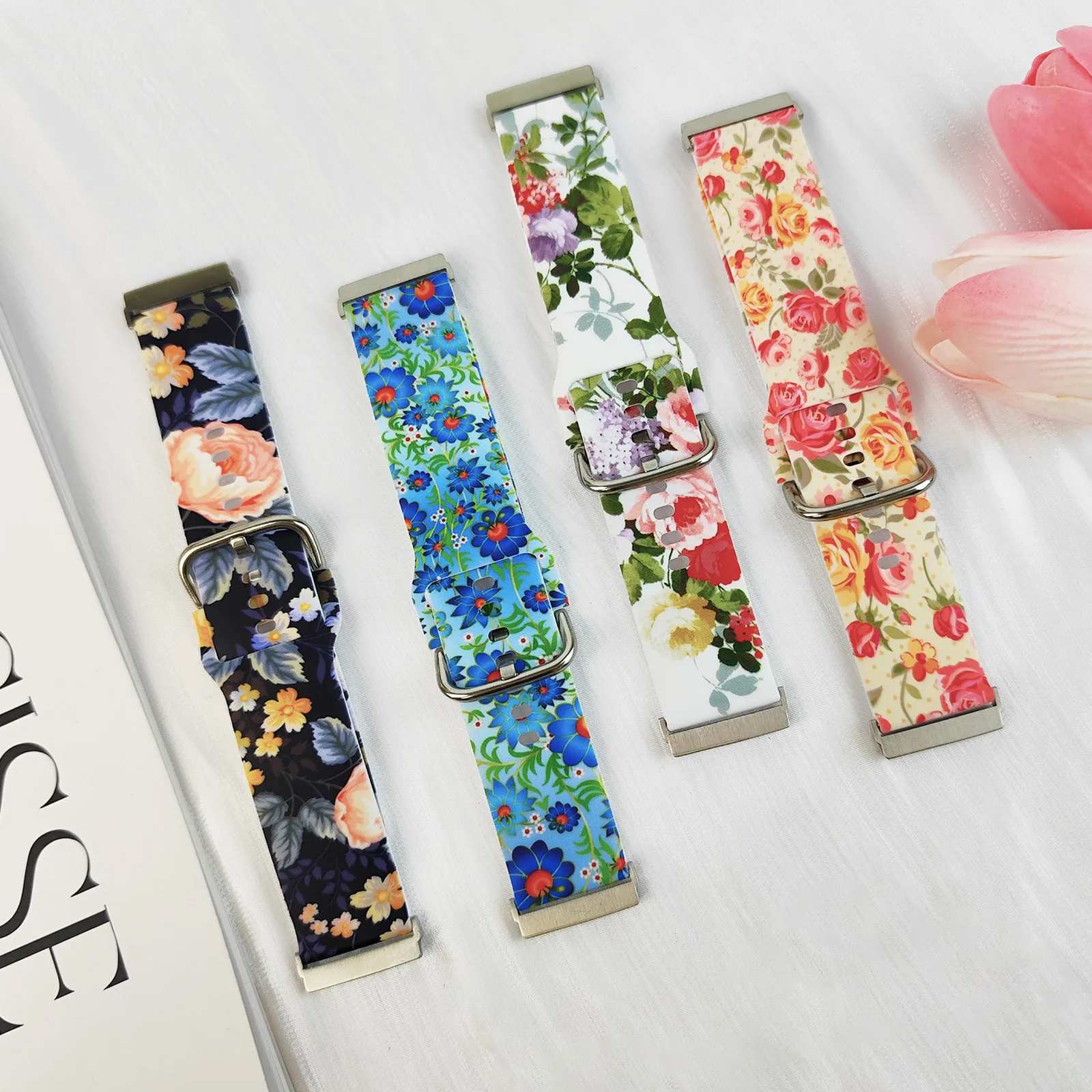 Tali Cetak Seri Bunga untuk Fitbit Versa 2/1 Gelang Jam Tangan Gelang Dapat Diganti untuk Versa 4/3 Gelang Jam untuk Wanita Sebagai Hadiah