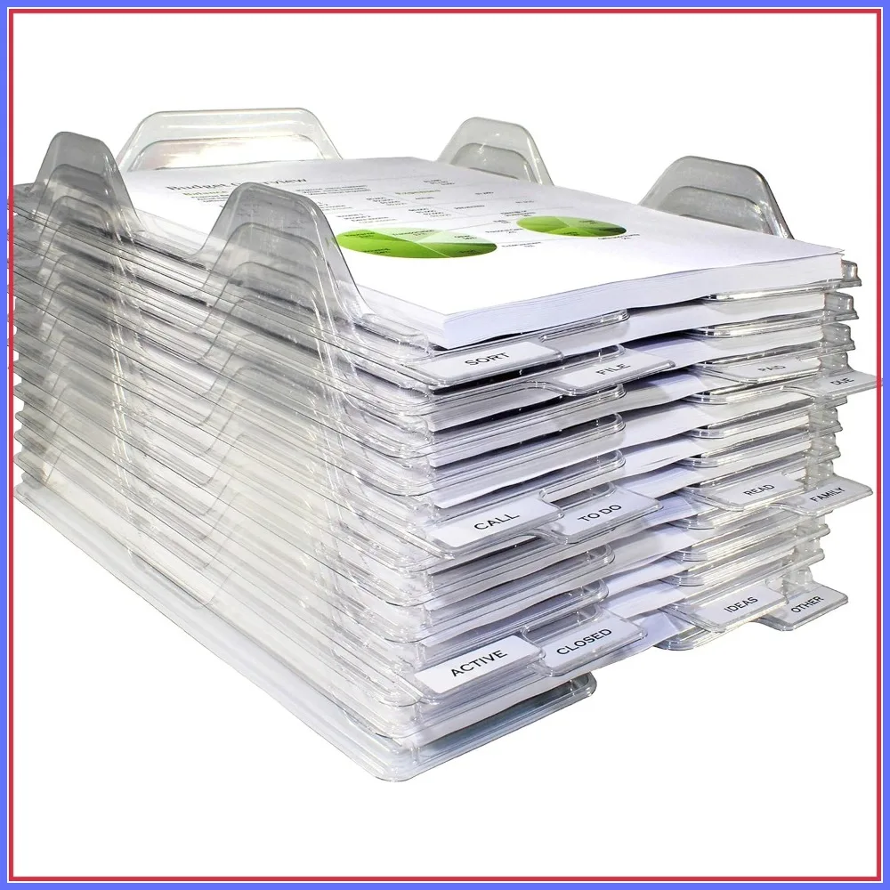 

48-Pack Stackable Desk Trays for Letter Size Papers, Office File Organizer, Mail Sorter