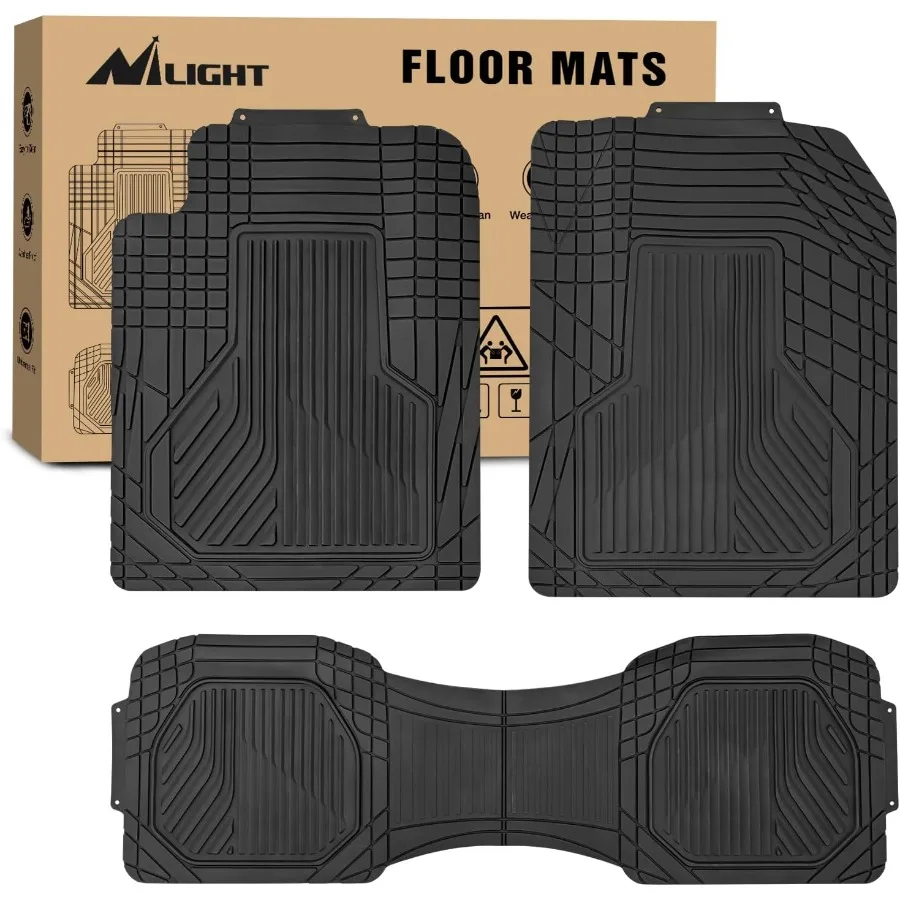 

PVC Floor Mats for Cars Trucks SUVs Universal Trim to fit for Most Vehicles All Weather Protection Heavy Duty Floor Liners Pack