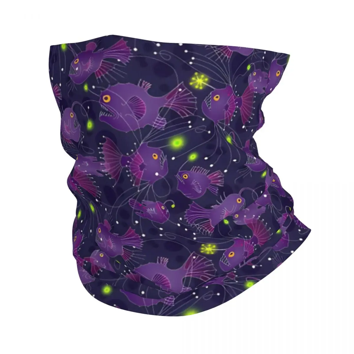 Angler Fish Purple Thin Bandana Neck Gaiter Wrap Scarf Headband Neck Cover