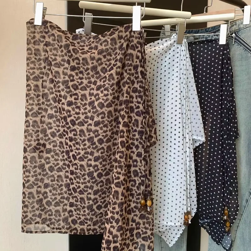 Vintage Leopard New Fart Curtain Layering Premium Long Slim Mujer Faldas Trendy Hot Sell Literary Moda Hop Y2k Falda
