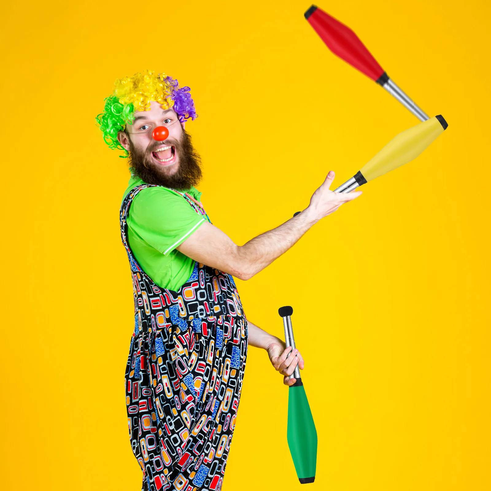 

3Pcs Juggling Clubs Professional Grade Vibrant Colors Universal Length for Skill Building Hand Dexterity Training Circus Stage