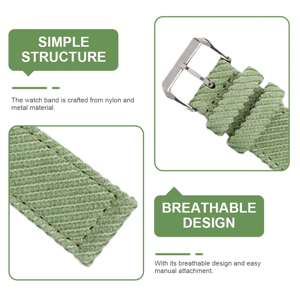 

20Mm Watch Band Replacement Nylon Metal Strap Compatible With Watch Mens Wristband Flexible Comfortable For Daily Exercise
