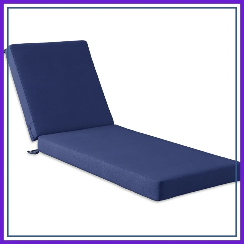 72x22.5x3.5 Inch Chaise Lounge Cushion, Waterproof Patio Furniture Cushion, Outdoor Double Fabric, Midnight Blue 1PK
