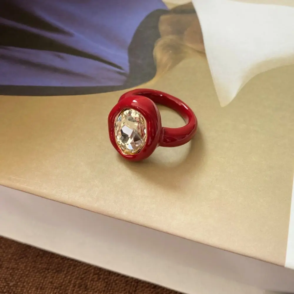 Stylish Dopamine Enamel Ring Sweet Style Colorful Resin Colorful Ring Tarnish Free Lightweight Build Statement Ring For Women