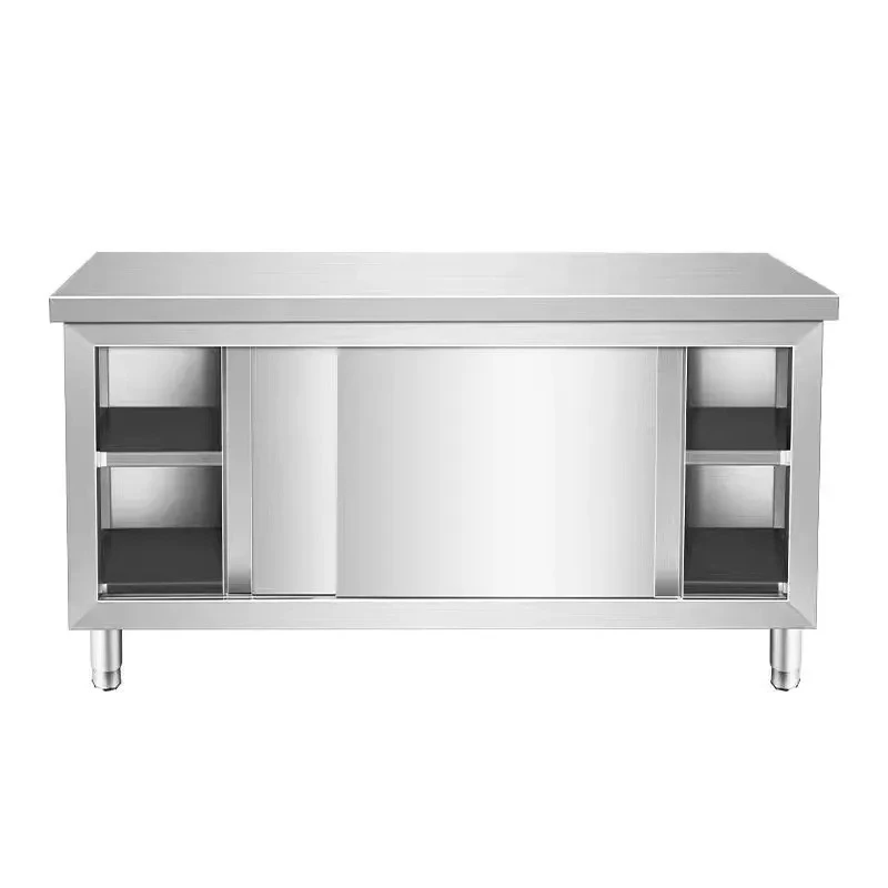 

304 stainless steel sliding door workbench kitchen special commercial locker
