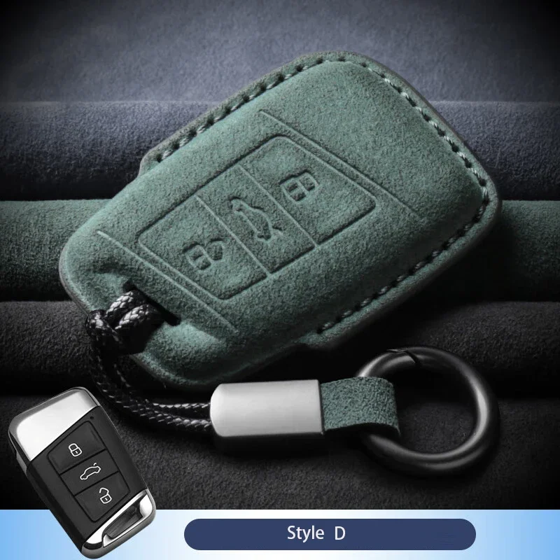 Suede Leather Car Key Case Cover Shell Fob For Volkswagen VW Magotan Sagitar Tiguan Tayron Golf Lamando Polo BORA Passat Lavida