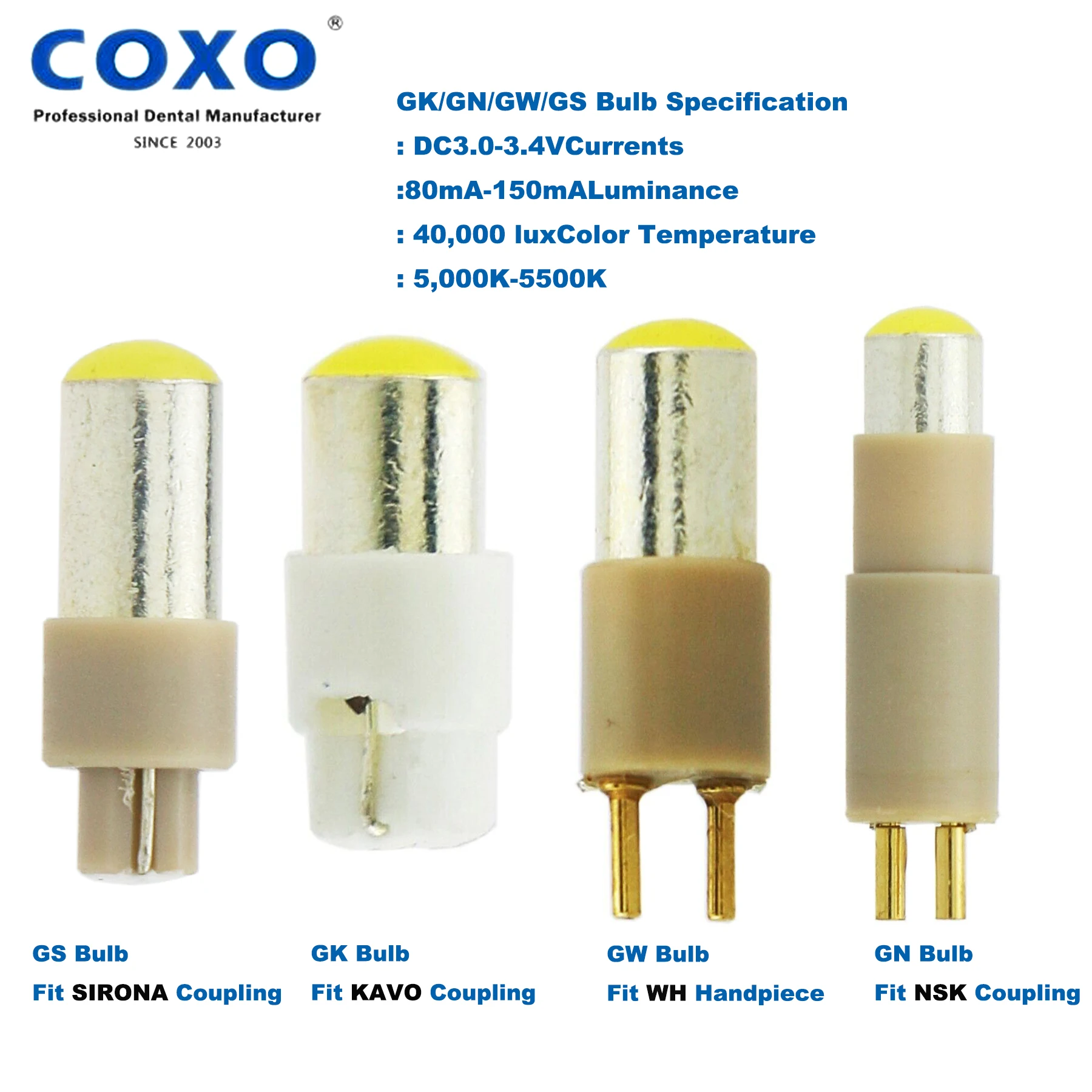 COXO YUSENDENT Dental Handpiece Accessories LED Bulb Lamp Bulb For Kavo NSK WH SIRONA High Speed Handpiece Coupling Coupler