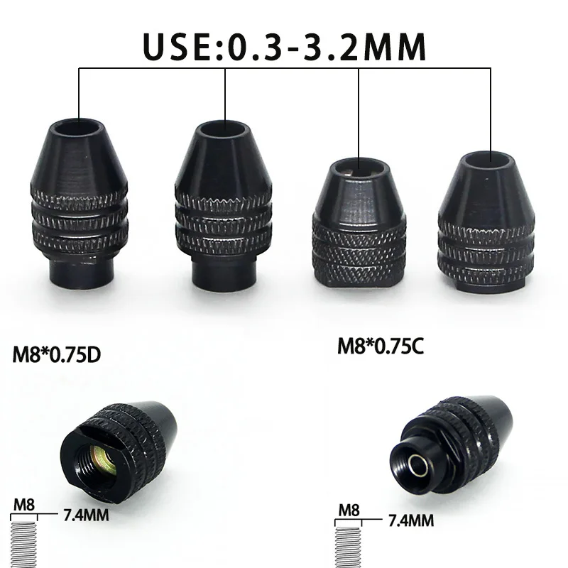 Imagem -06 - Mini Mandril de Pinça de Latão para Ferramenta Rotativa Dremel 0.53.2 mm Latão e Porca para Conjunto de Acessórios Dremel m8 0.75