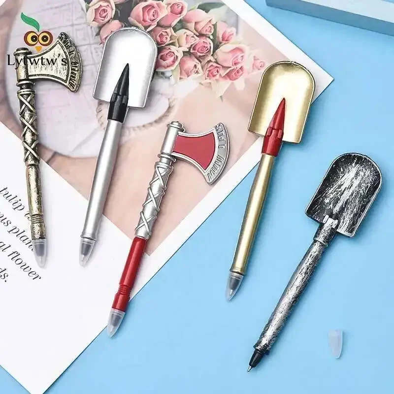 5 pçs personalidade machado pá ferramentas coreano kawai papelaria criativo canetas esferográficas qualidade caneta caneta escrita adorável