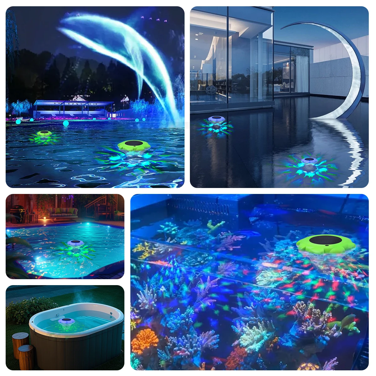 Solar Powered Floating Pool Lights Color Changing LED Lamps Intelligent Sensor for Swimming Pool Pond Garden Party Outdoor Decor