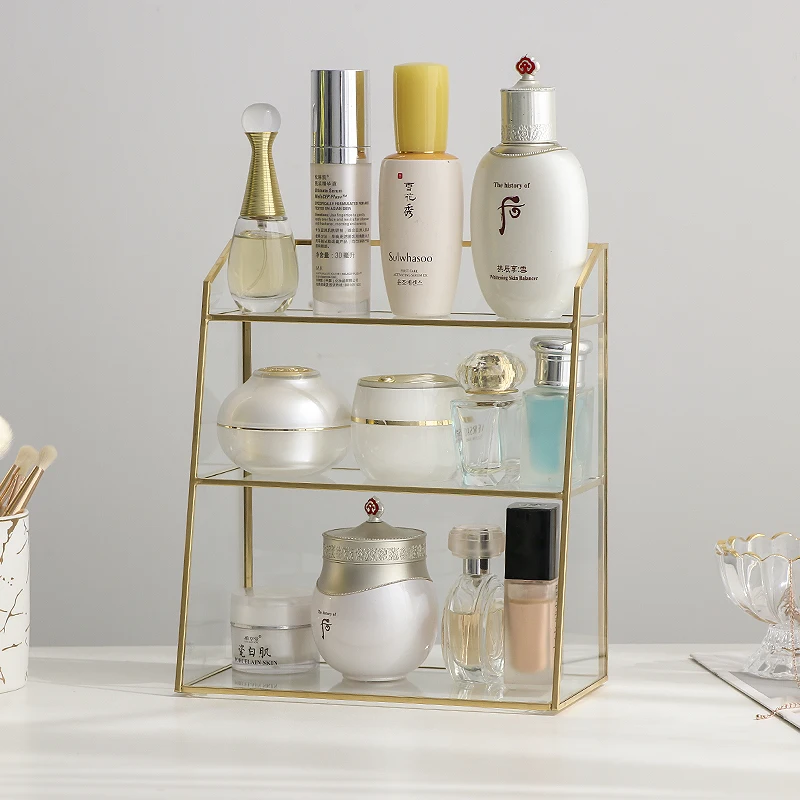 Luxury Cosmetics Storage Box: Light for Desktop & Dressing Table Skin Care & Perfume Organizer Nordic Ins Style Shelf.