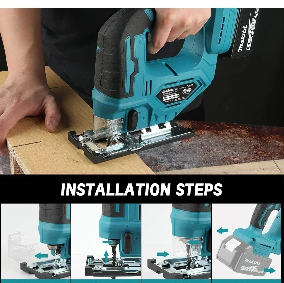 Makita 18V Portable Jig Saw DJV182 Tilting Bevel Base For Car Interior Plastic Panel Trim Cutting Auto Repair Tool Kit